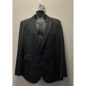 London Fog 2 Piece Suite Dark Heather Grey Check Coat‎ Size 42R Pant Size 34